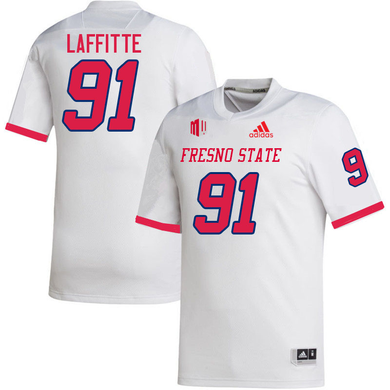 Men #91 Deijon Laffitte Fresno State Bulldogs College Football Jerseys Stitched-White